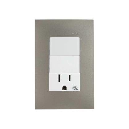 Placa Cava con 2 Apagadores y 1 Contacto 2P+T Blanco Simon 25