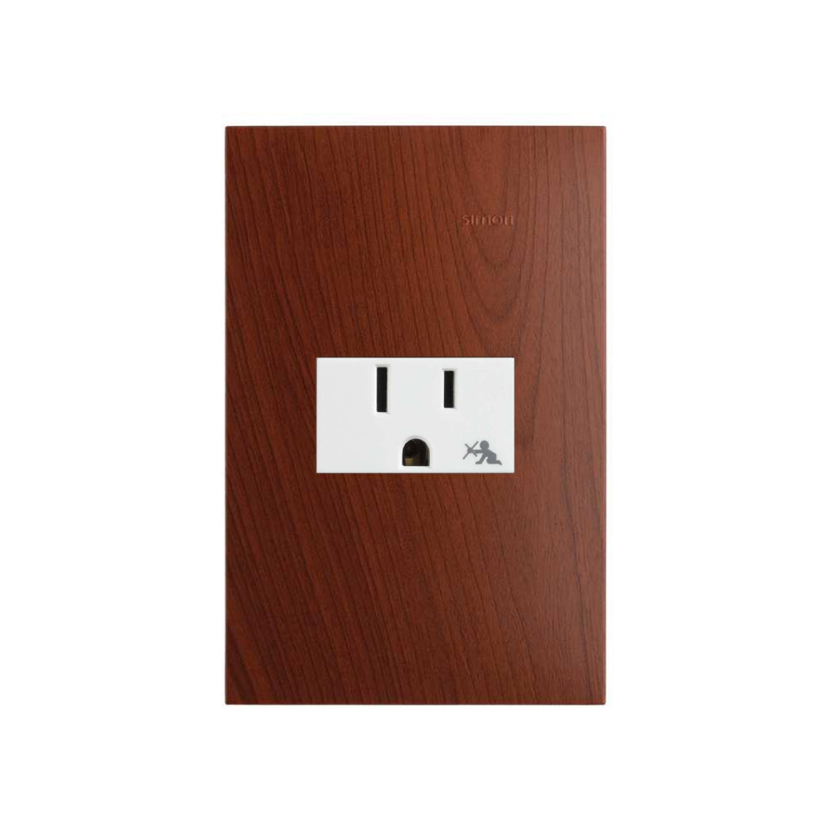 Placa de Madera Merbau con 1 Contacto 2P+T Blanco Simon 25