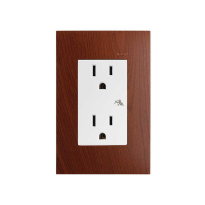 Placa de Madera Merbau con Contacto Dúplex 2P+T Blanco Simon 25
