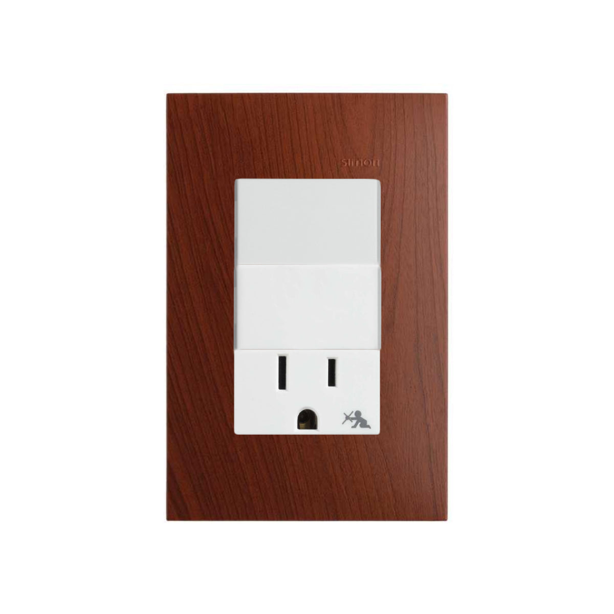 Placa de Madera Merbau con 2 Apagadores y 1 Contacto 2P+T Blanco Simon 25