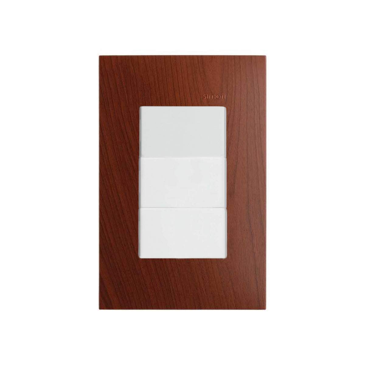 Placa de Madera Merbau con 3 Apagadores Blanco Simon 25