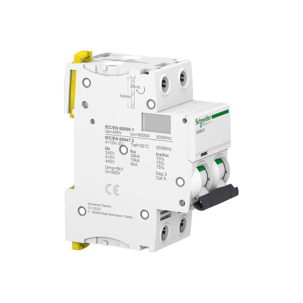 ACTI9 Interruptor Termomagnetico IC60N 2x16 A Curva D Schneider Electric A9F75216