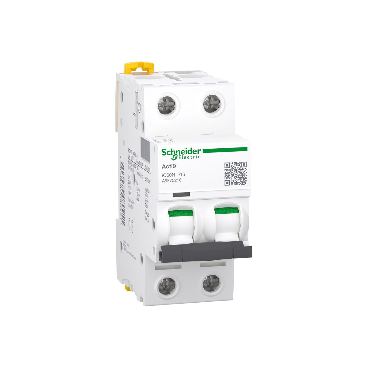 ACTI9 Interruptor Termomagnetico IC60N 2x16 A Curva D Schneider Electric A9F75216