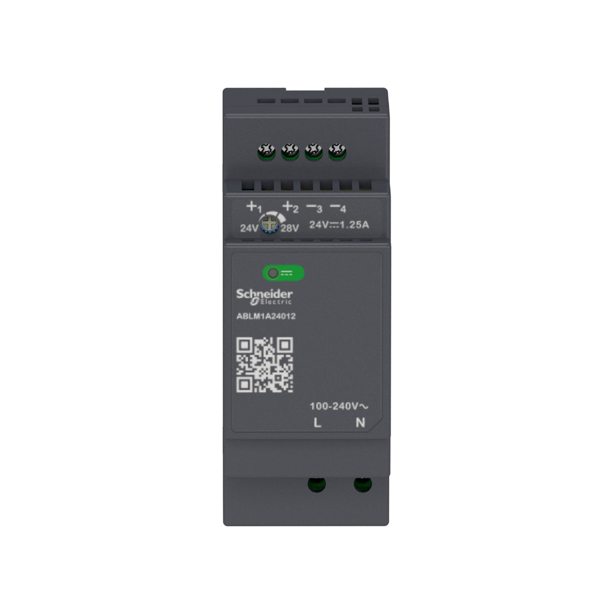 Fuente de Alimentación Regulada, 100 A 240 VCA, 24 V, 1,2 A, Monofásica, Modular Schneider Electric ABLM1A24012