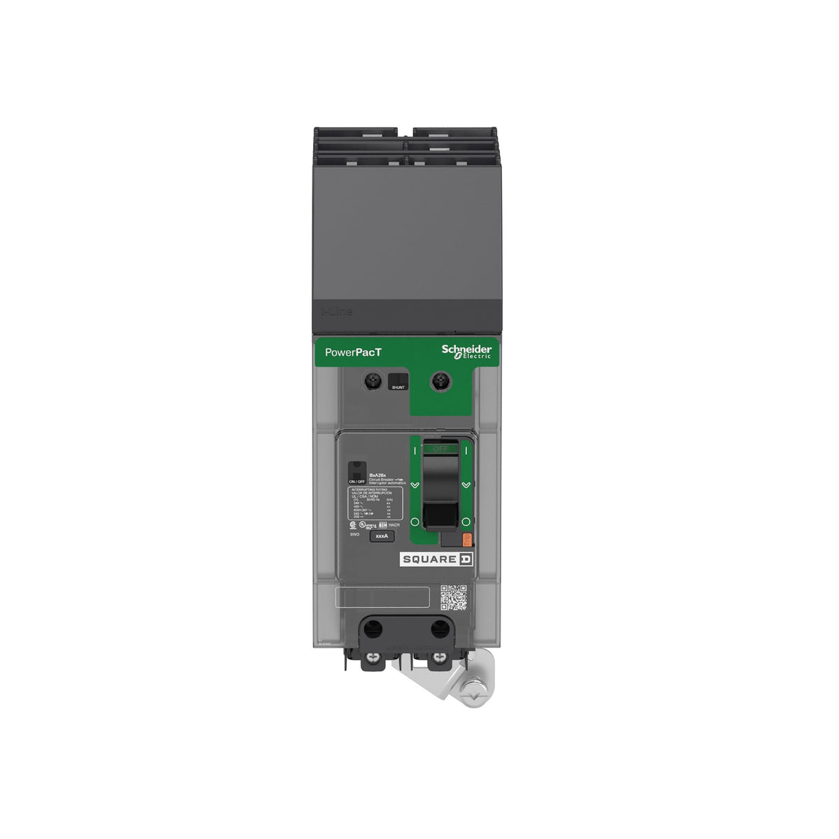 Interruptor, Powerpact B, 125A, 2 Polos, 600Y/347 VCA, 14 kA, I-Line, Termomagnético, 80%, CA Schneider Electric BDA261252