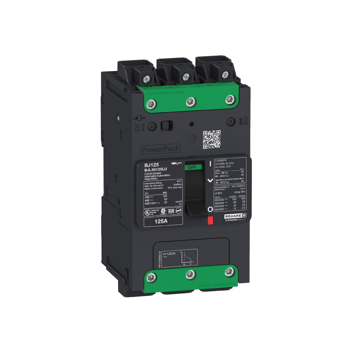 Powerpact Bd, 3p125 A, um Everlin Schneider Electric BDL36125LU