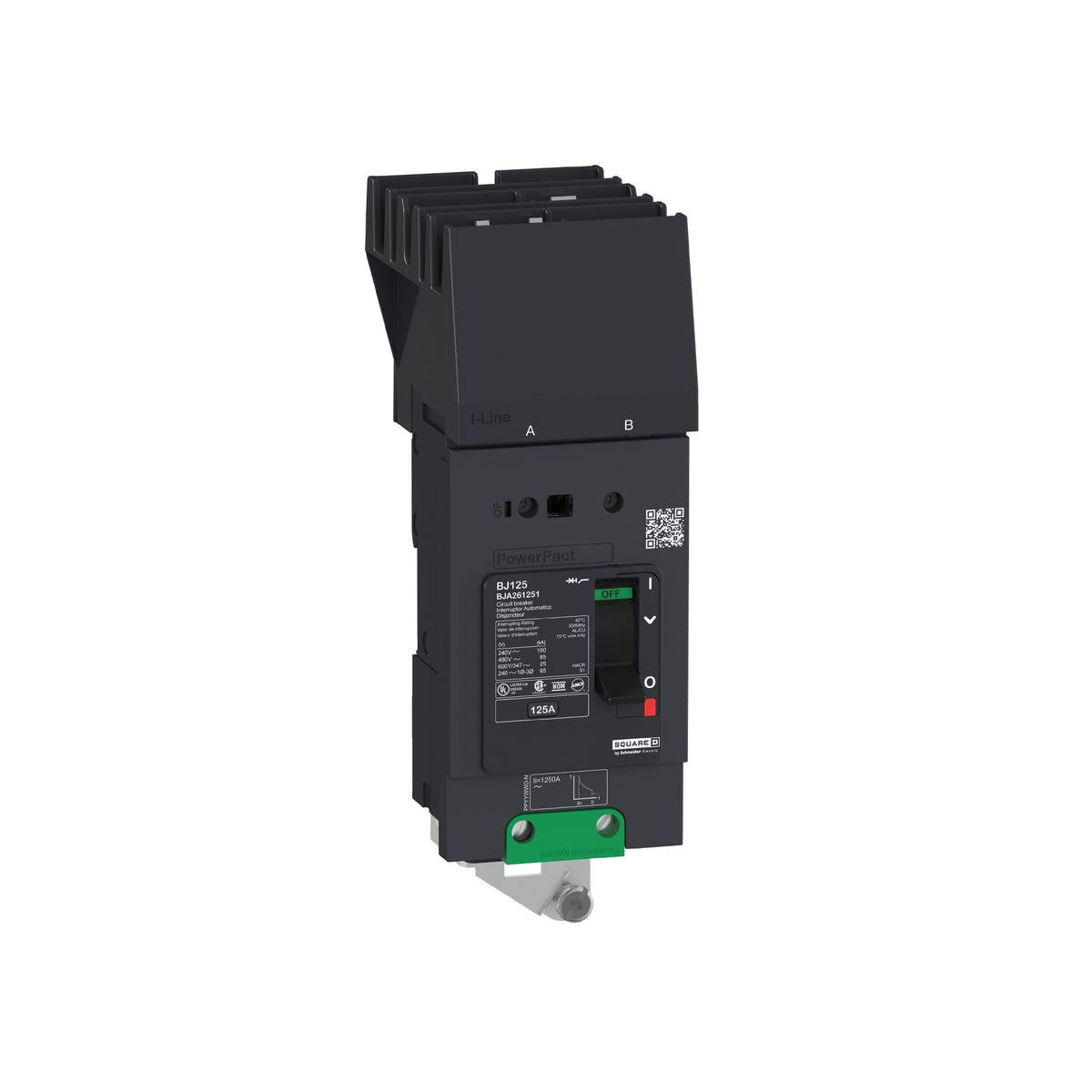 Interruptor, Powerpact B, 60A, 2 Polos, 600Y/347 VCA, 18 kA, I-Line, Termomagnético, 80%, CA Schneider Electric BGA260602