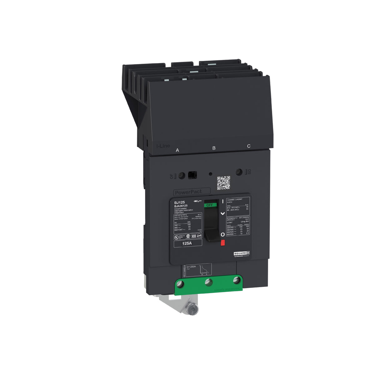 Interruptor Termomagnético Powerpact B, de 40A, 3 Polos, 600Y/347V, 18 kA, I-Line Schneider Electric BGA36040