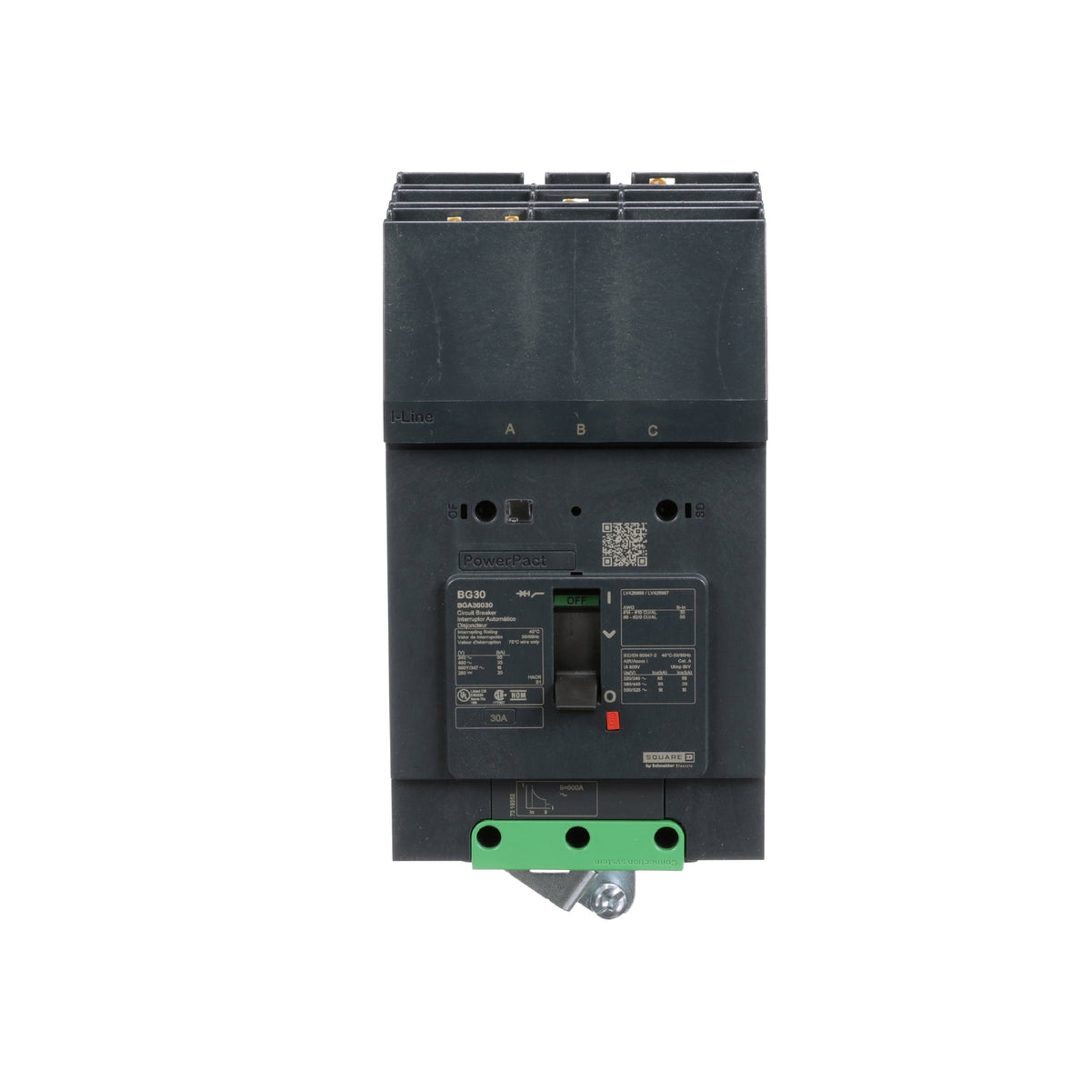 Interruptor Termomagnético Powerpact B, de 40A, 3 Polos, 600Y/347V, 18 kA, I-Line Schneider Electric BGA36040