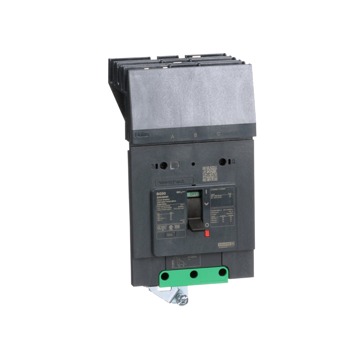 Interruptor, Powerpact B, 80A, 3 Polos, 600Y/347 VCA, 18 kA, I-Line, Termomagnético, 80%, Abc Schneider Electric BGA36080