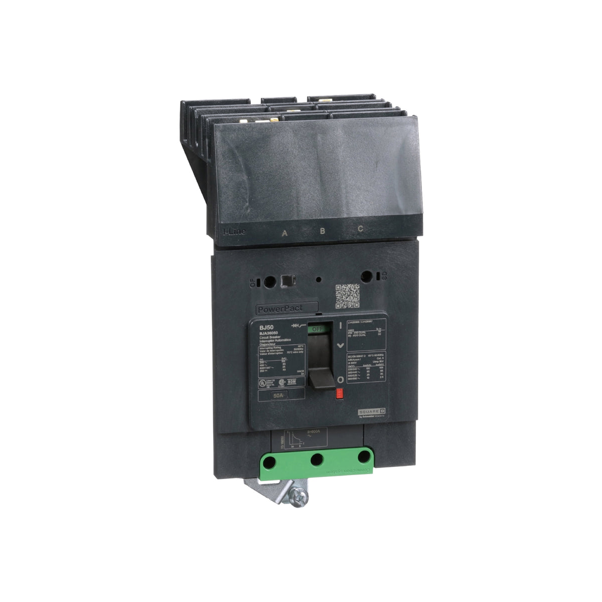 Powerpact-Circuit Breaker-50A 3 P 600Y/347V AC 25 kA At 600Y/347 UL-I-Line Schneider Electric BJA36050