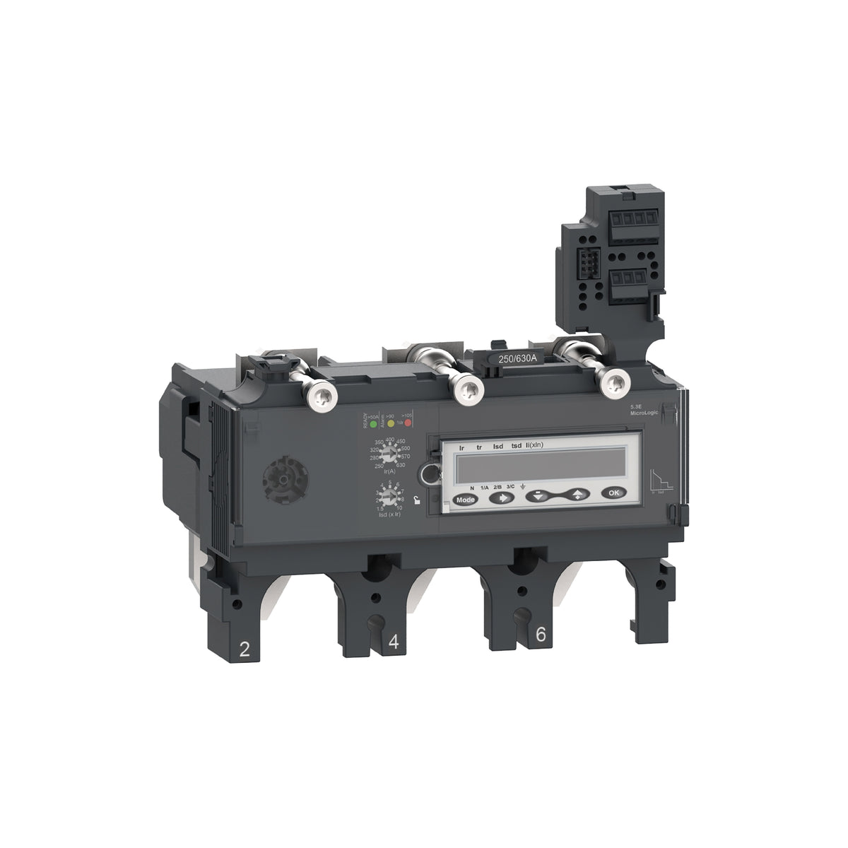 Unidad de Control Micrologic 5.3e, Compact NSX630,3 Polos, Protecciones Electrónicas Básicas, Contador de Energía, Clasificación 630A Schneider Electric C6335E630