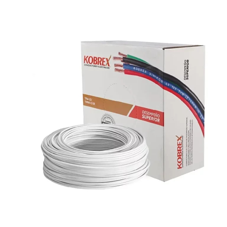 Caja 100 mts Cable Calibre 16 awg Blanco THW-LS Vinikob Kobrex