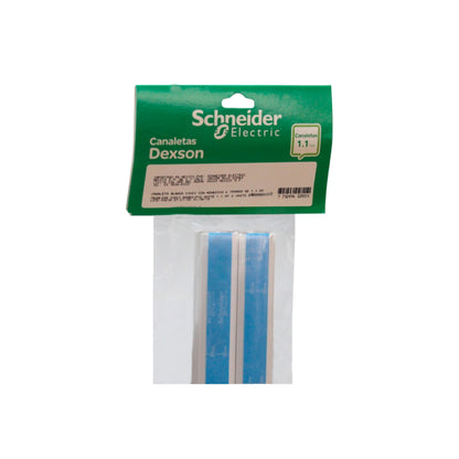 Mini Canaleta Dexson de 2 Tramos de 1.1 Metros de Largo, 20 MM Ancho, 20 MM Alto, Color Blanco, con Adhesivo Schneider Electric DXN10441