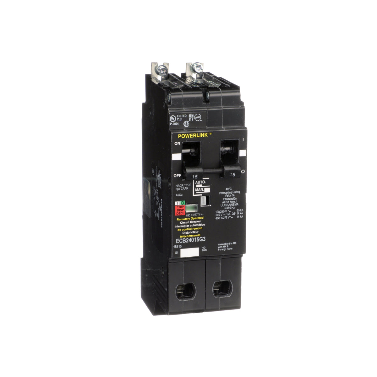 Interruptor Termomagnético G3, Marco E, 2 P, 15 A, Atornillable Schneider Electric ECB24015G3