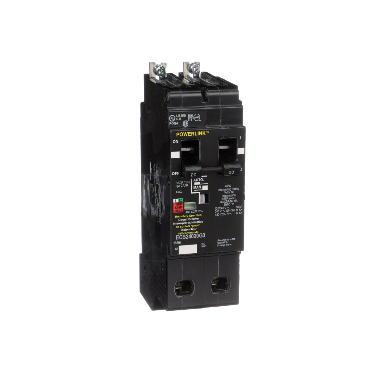 Interruptor Termomagnético G3, Marco E, 2 P, 20 A, Atornillable Schneider Electric ECB24020G3