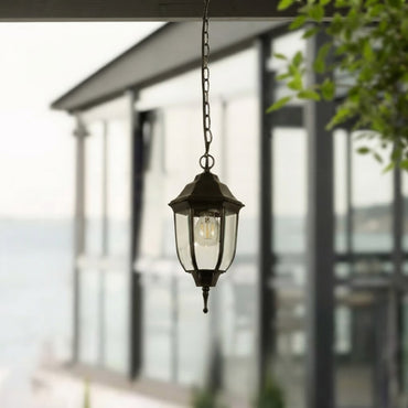 Lámpara de Techo Colgante tipo Farol para Exterior base E27 60W Negro Tecnolite