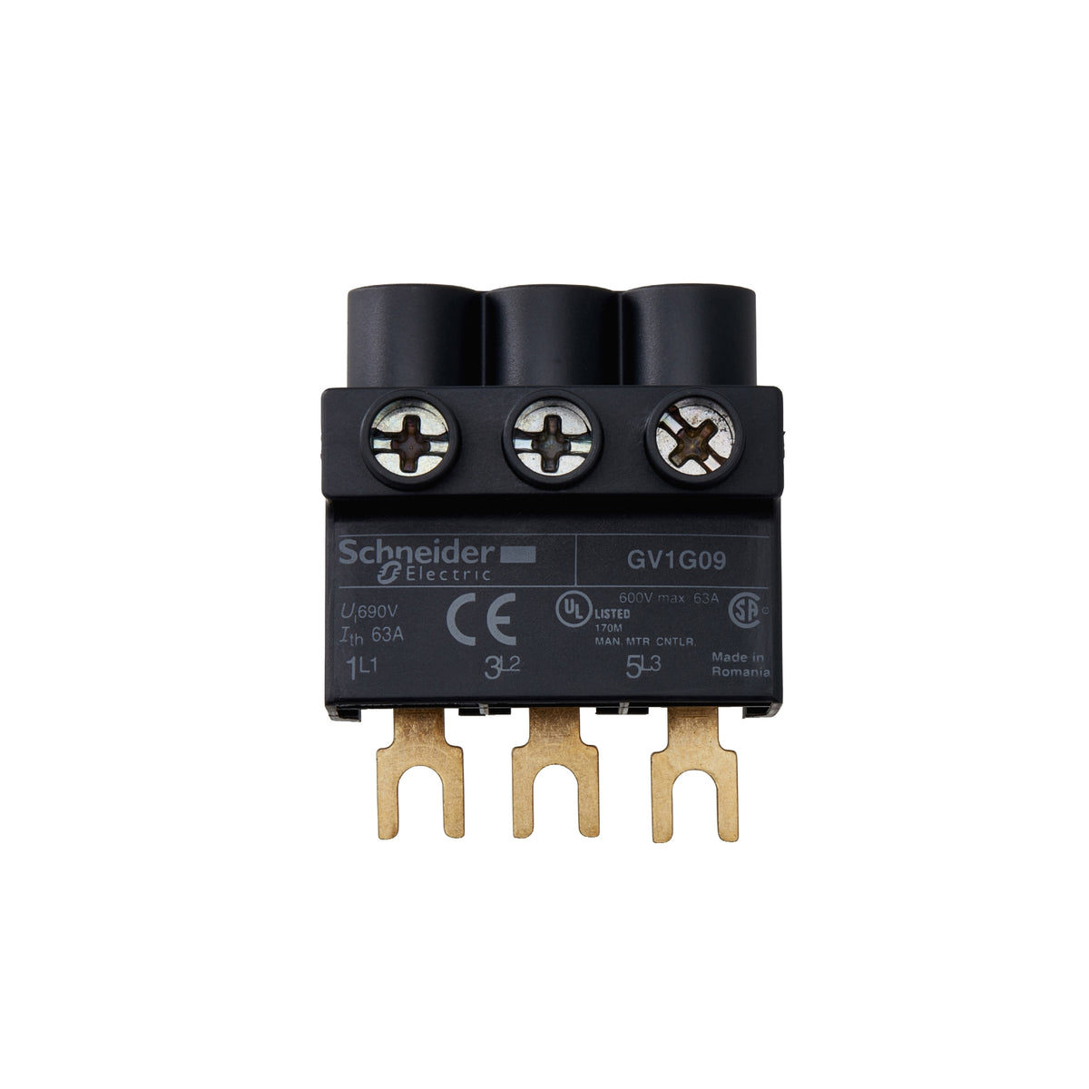 Tesys GV2, Tesys D & Tesys u-Terminal Block-3 P-From The Top Schneider Electric GV1G09