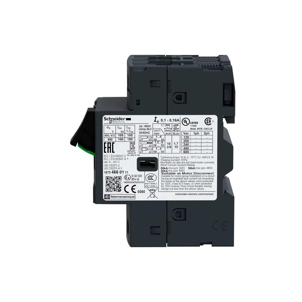 Tesys GV2-Interruptor Termomagnético- 1,6...2,5 A-Conexión por Tornillo Schneider Electric GV2ME07