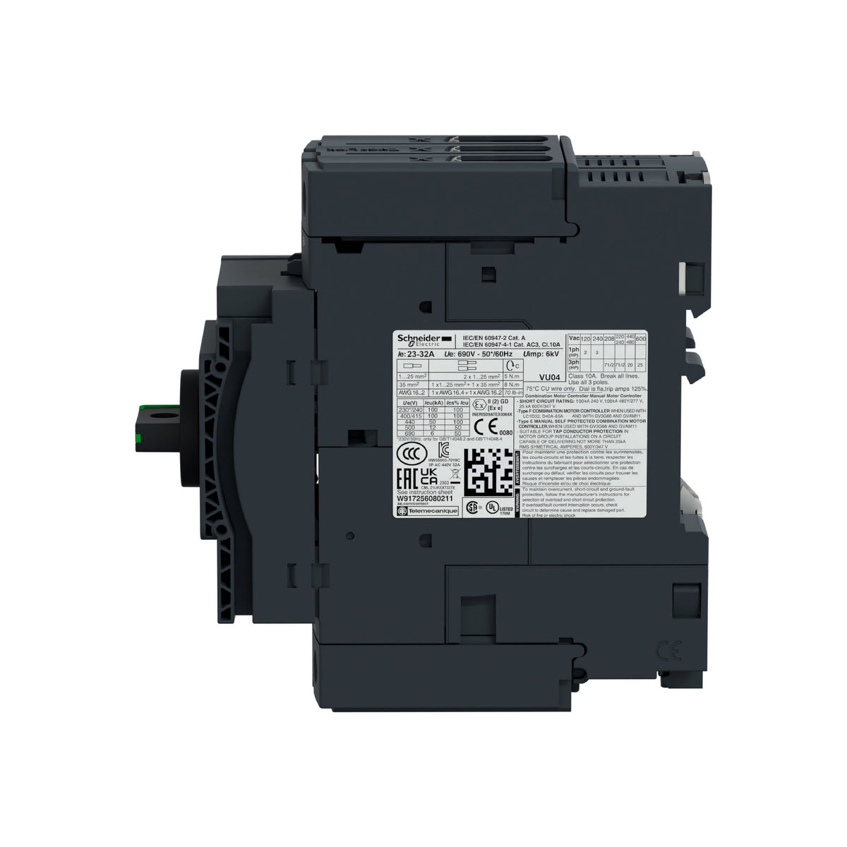 Tesys GV3-Interruptor Magnético-65 A-Conectores Everlink Btr Schneider Electric GV3L65