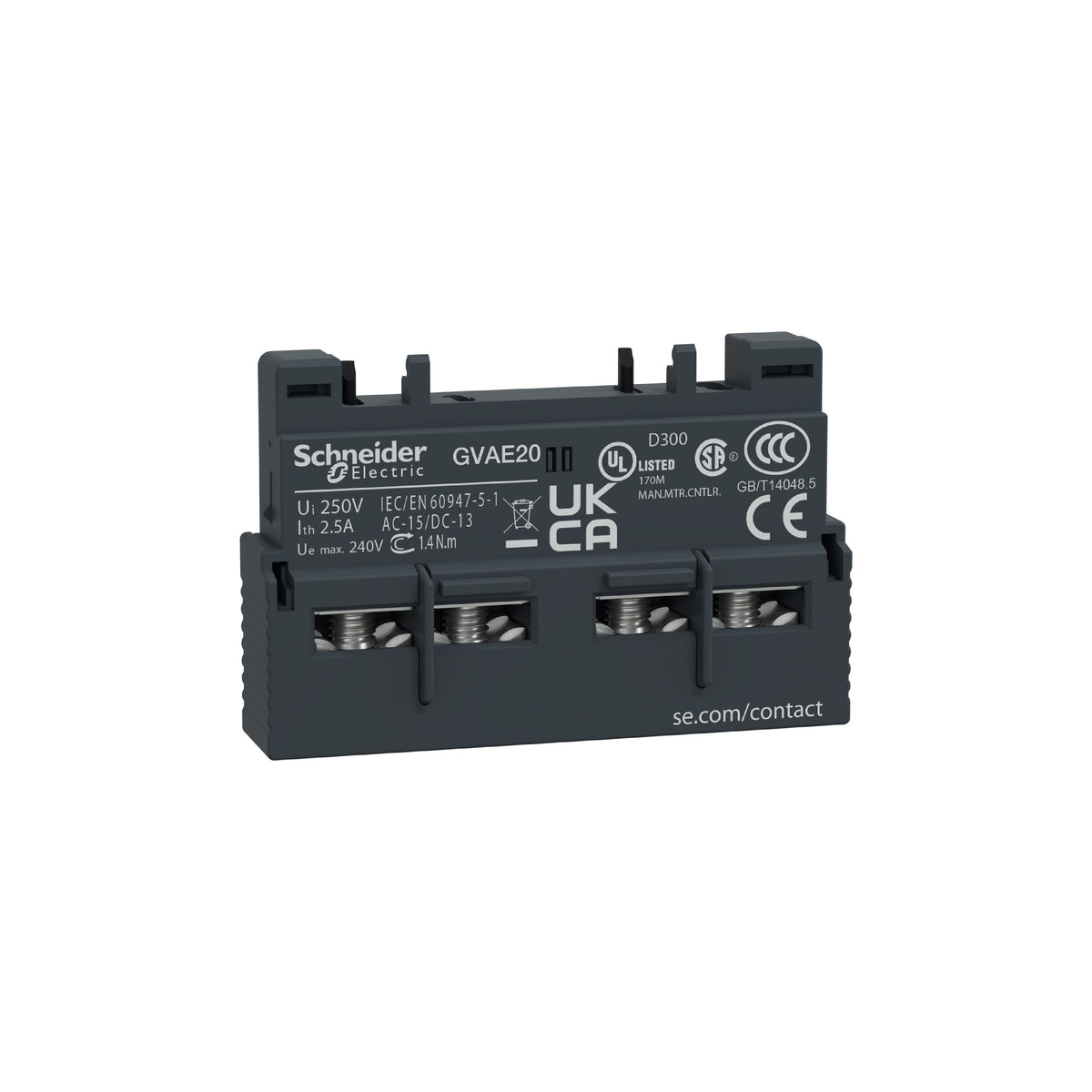 Tesys GV2 & GV3-Bloque de Contacto Auxiliar Frontal-2 Na Schneider Electric GVAE20