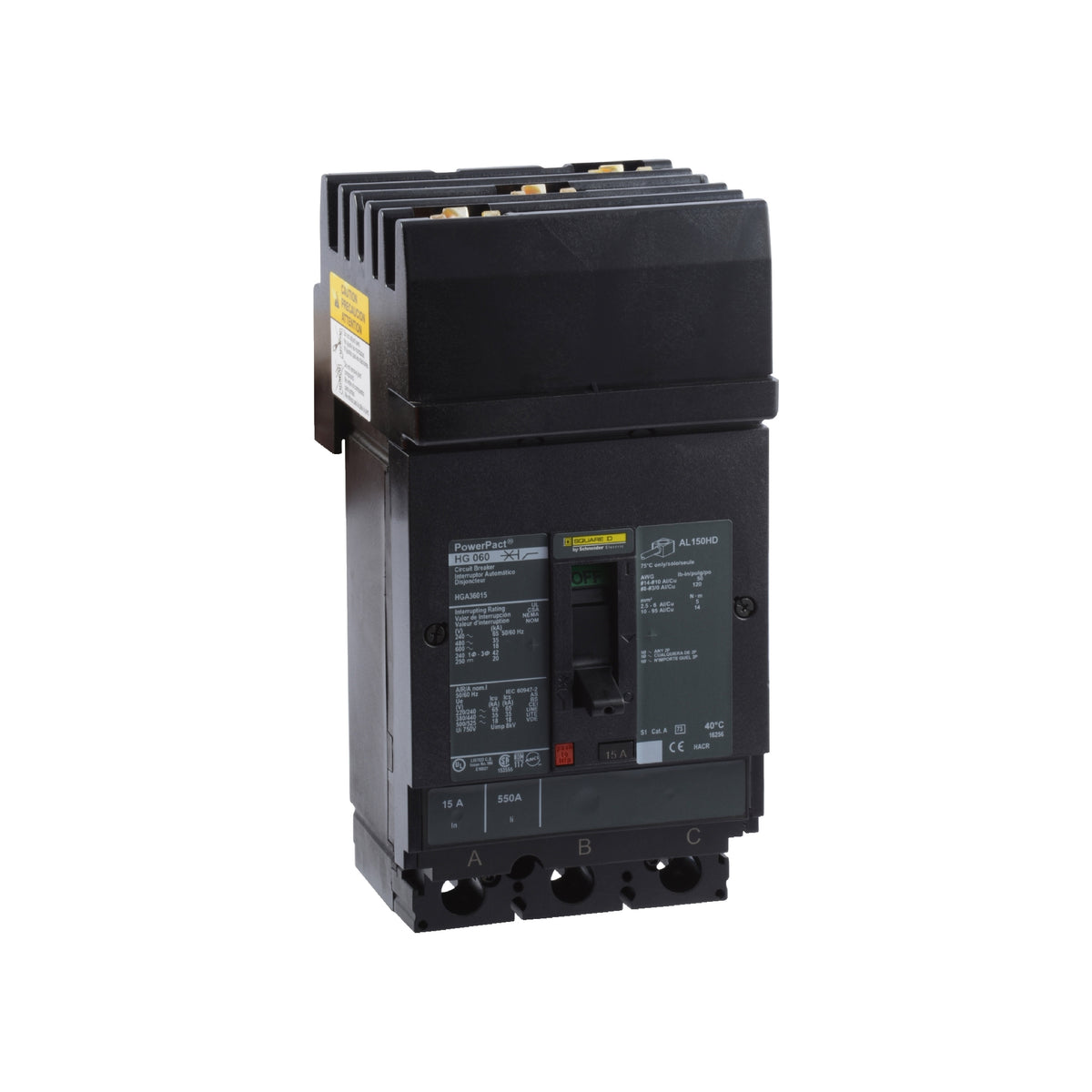 Interruptor termomagnético PowerPacT H, de 60A, 3 polos, 35kA a 600V, I-Line Schneider Electric HGA36060