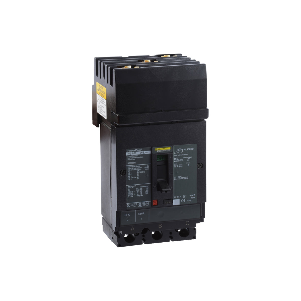 Interruptor termomagnético PowerPacT H, de 80A, 3 polos, 35kA a 600V, I-Line Schneider Electric HGA36080