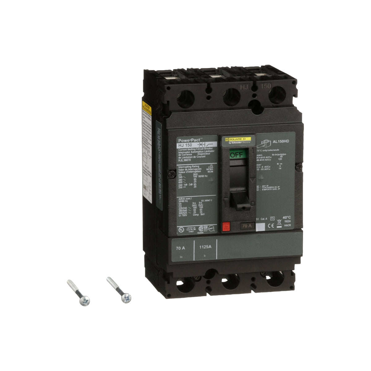Interruptor termomagnético PowerPacT H, de 30A, 3 polos, 35kA a 600V, I-Line Schneider Electric HGL36030