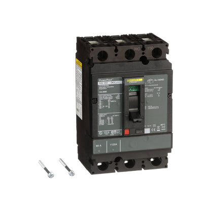 Interruptor termomagnético PowerPacT H, de 80A, 3 polos, 35kA a 600V, I-Line Schneider Electric HGL36080