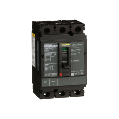 Interruptor termomagnético PowerPacT H, de 125A, 3 polos, 65kA a 600V, I-Line Schneider Electric HJL36125
