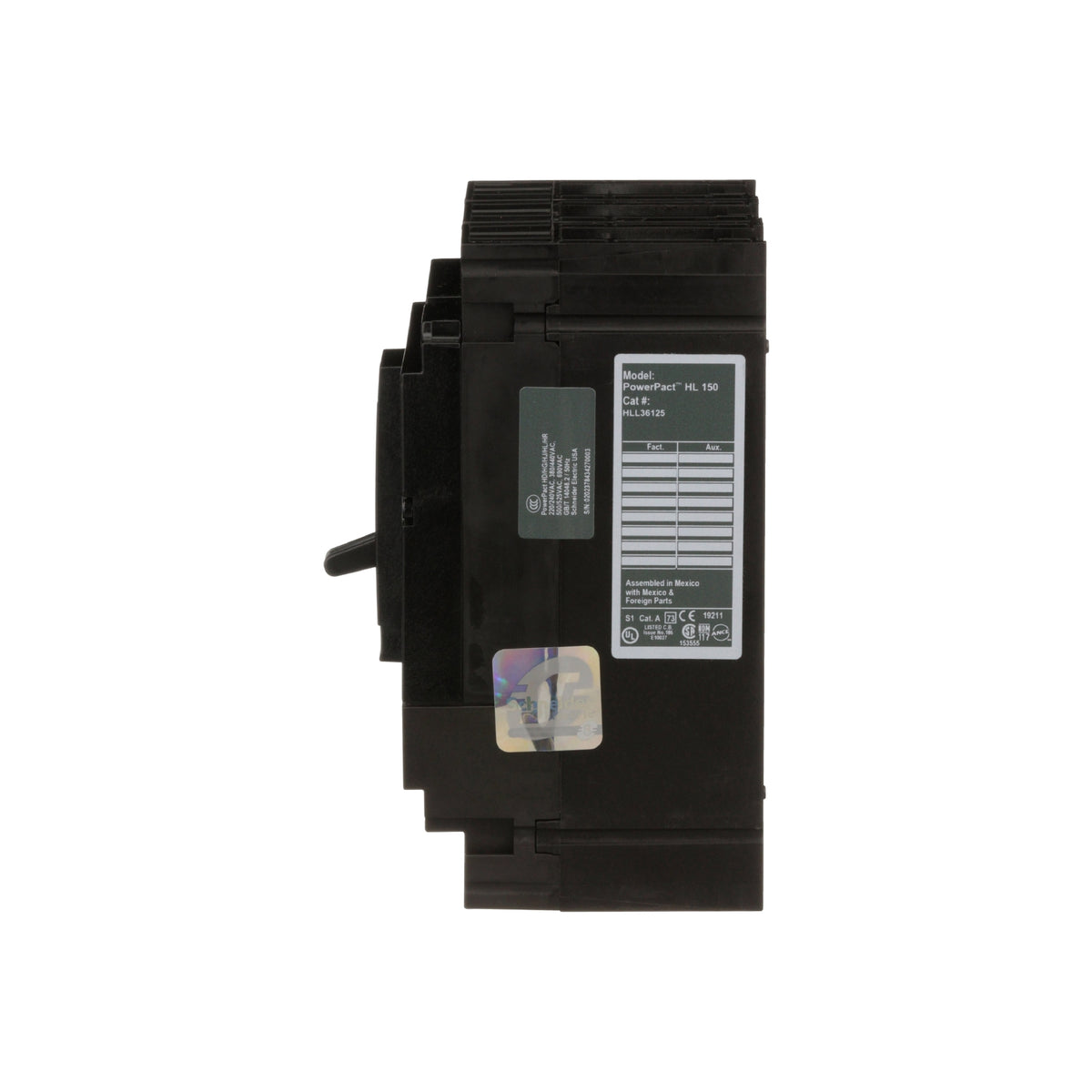 H 100 kA 3 P 600V 125A Schneider Electric HLL36125