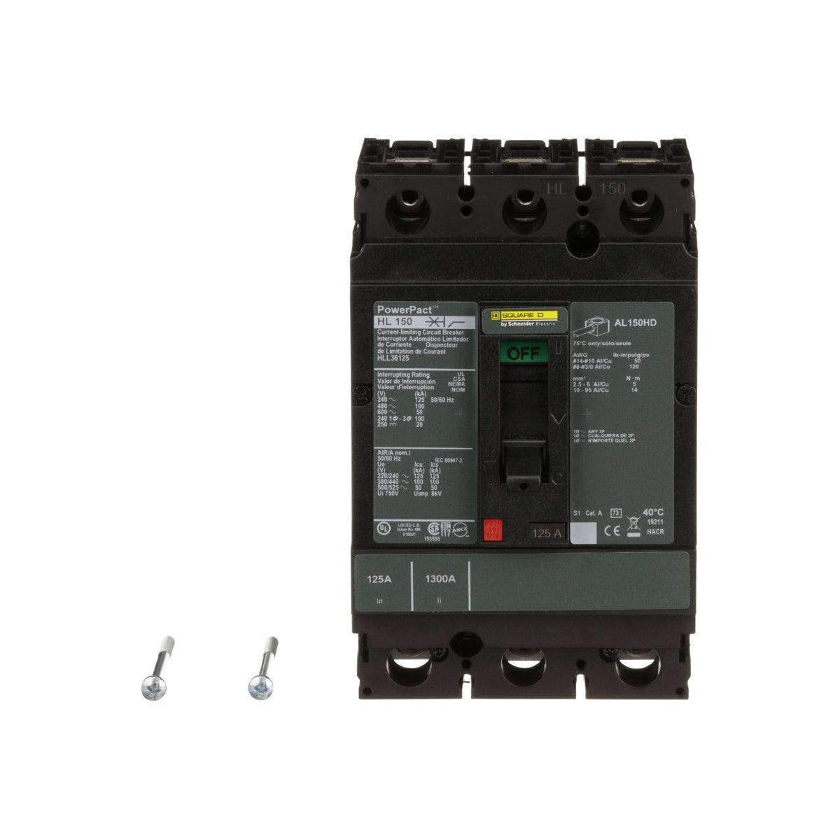 H 100 kA 3 P 600V 125A Schneider Electric HLL36125
