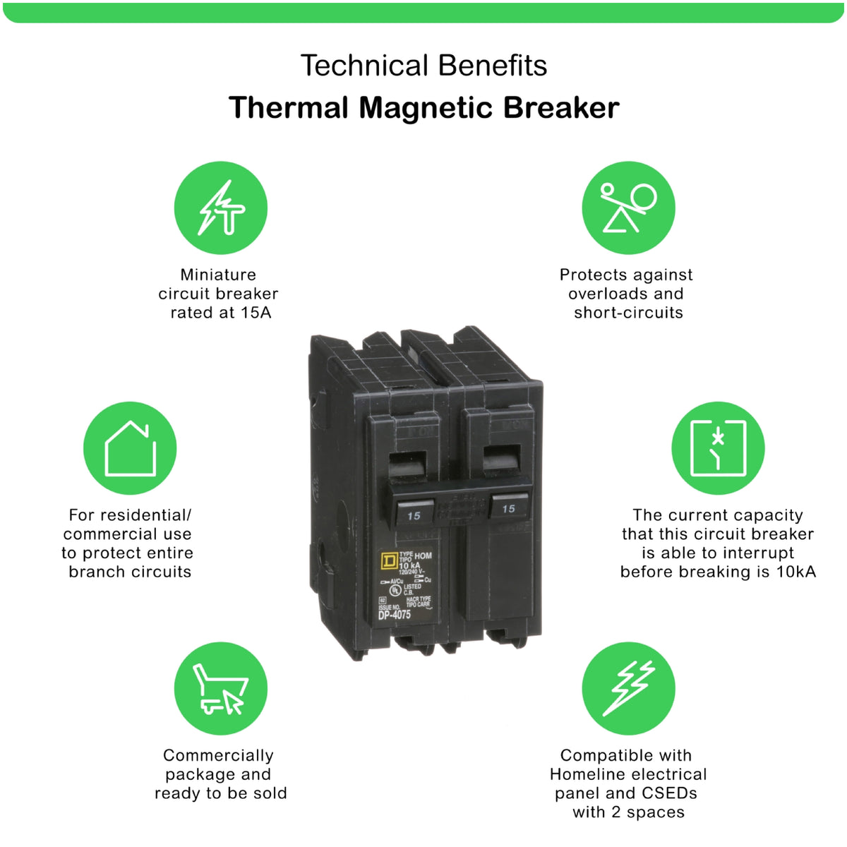 Homeline-Interruptor Miniatura Enchufable 10 kA 2x15 A Schneider Electric HOM215