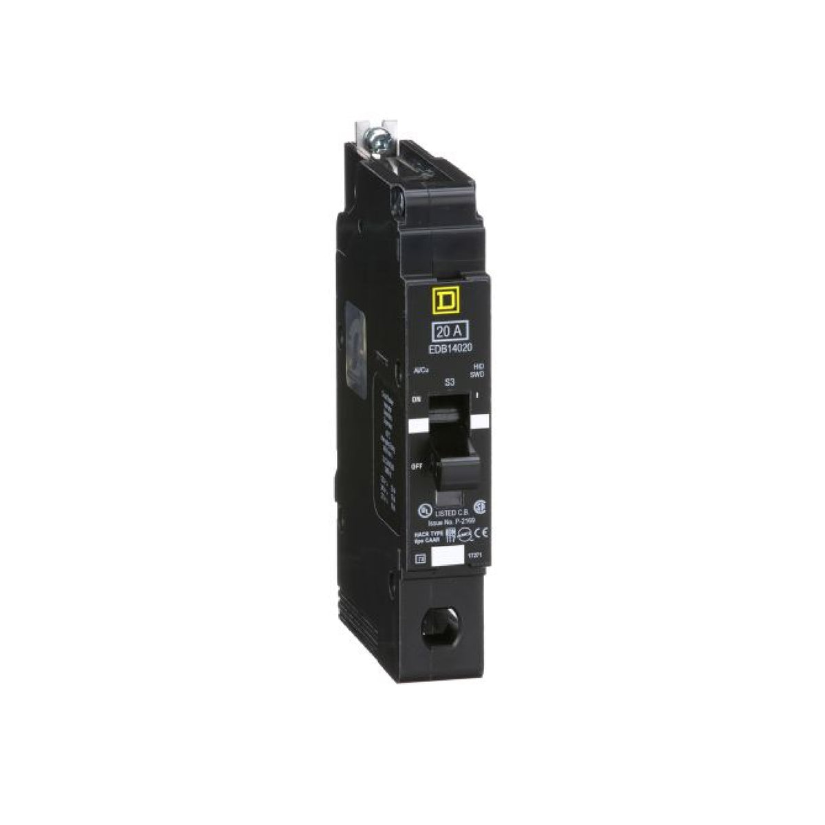Interruptor Atornillable Marco E 1P 20A 277 Vca 18/25kA Square D Schnieder Electric EDB14020