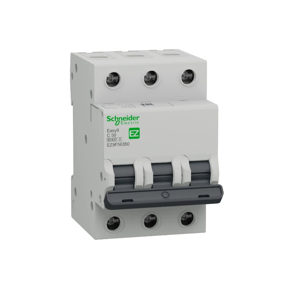 Interruptor Termomagnético Easy9 3 Polos 50 A Curva C Riel Din Schneider Electric EZ9F56350