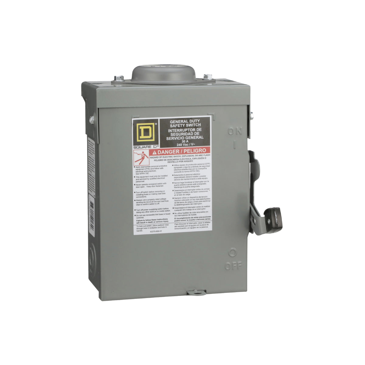 Interruptor de Seguridad sin Porta Fusibles 3 Polos 30 A NEMA 3R Square D Schneider Electric DU321RB