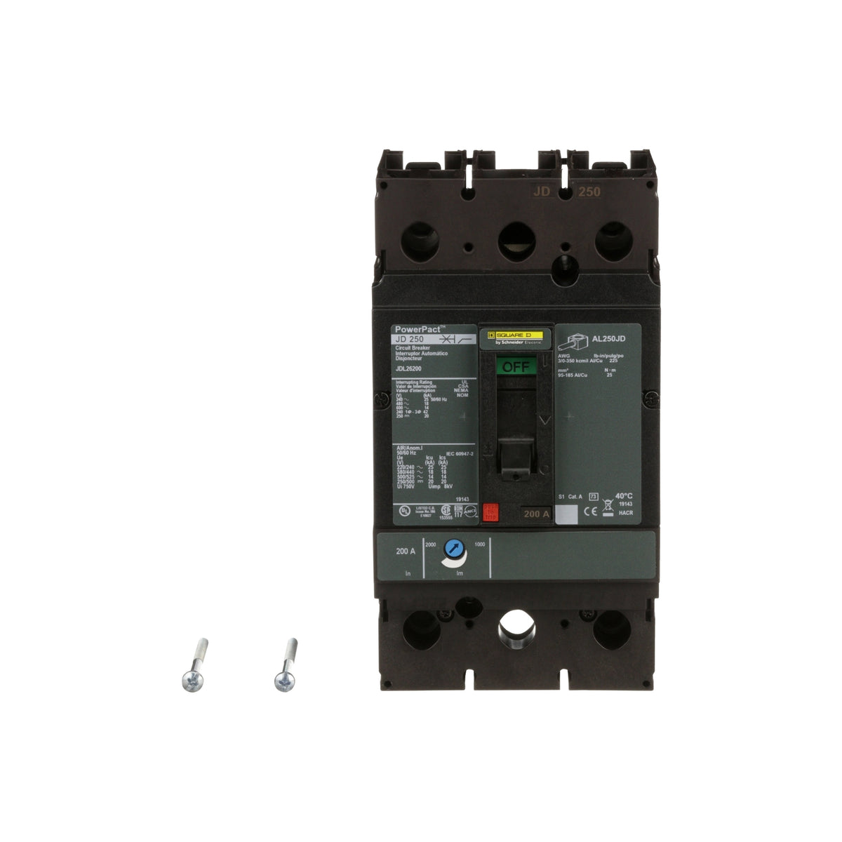 J 18 kA 2 P 600V 200A Schneider Electric JDL26200