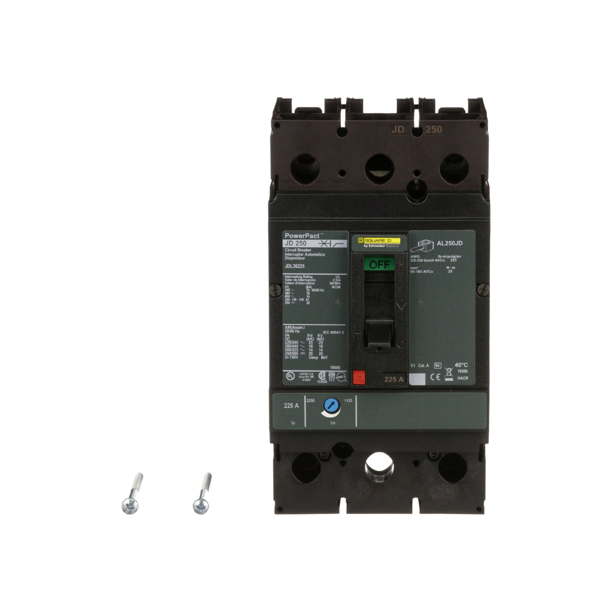 J 18 kA 2 P 600V 225A Schneider Electric JDL26225