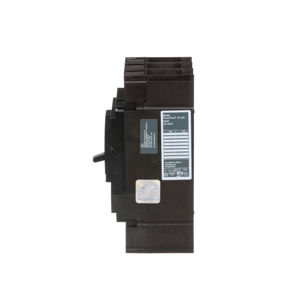 Interruptor Termomagnético Powerpact J, de 200A, 3 Polos, 35 kA a 600V, Zapatas Schneider Electric JGL36200