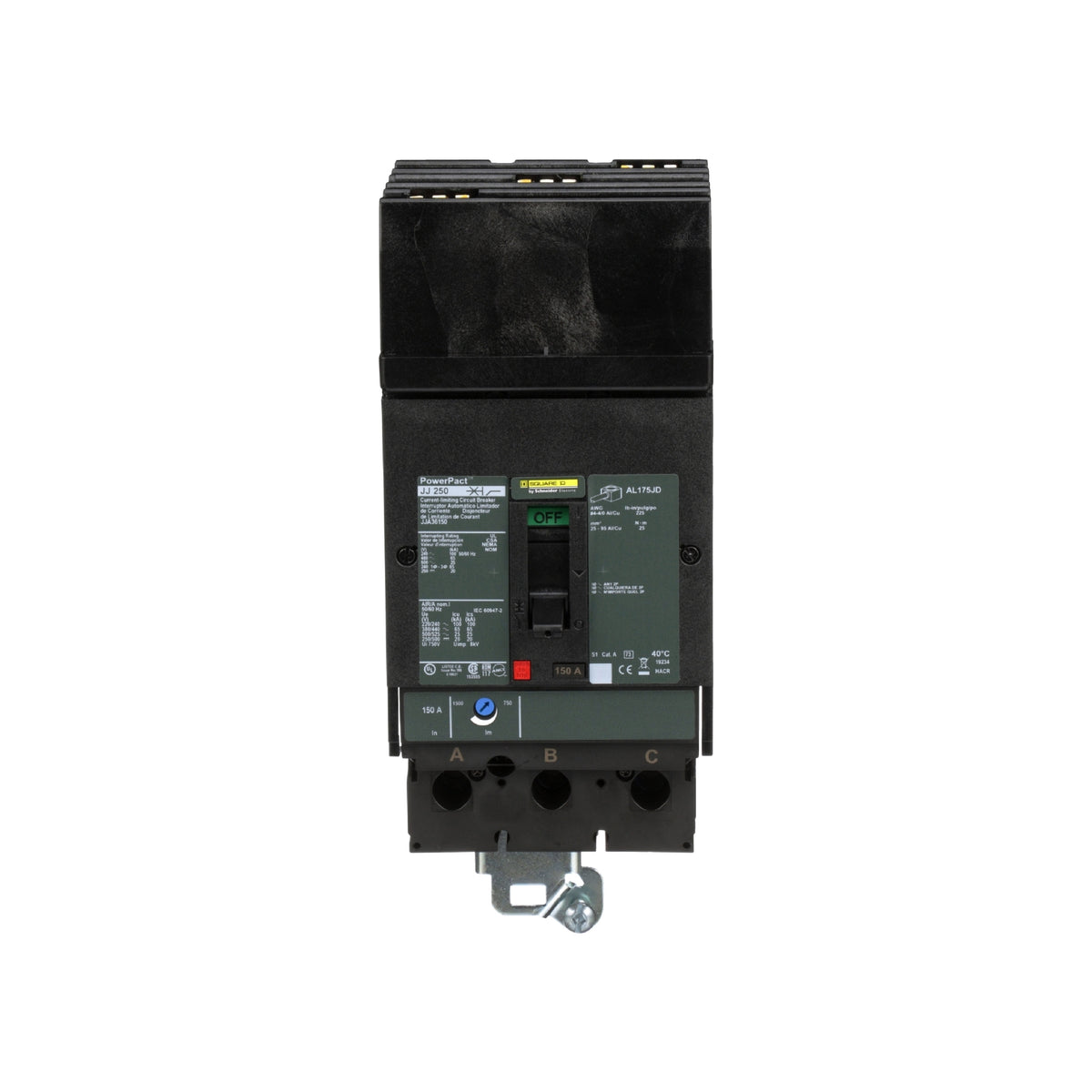 Interruptor Termomagnético Powerpact J, de 150A, 3 Polos, 65 kA a 600V, Zapatas Schneider Electric JJA36150