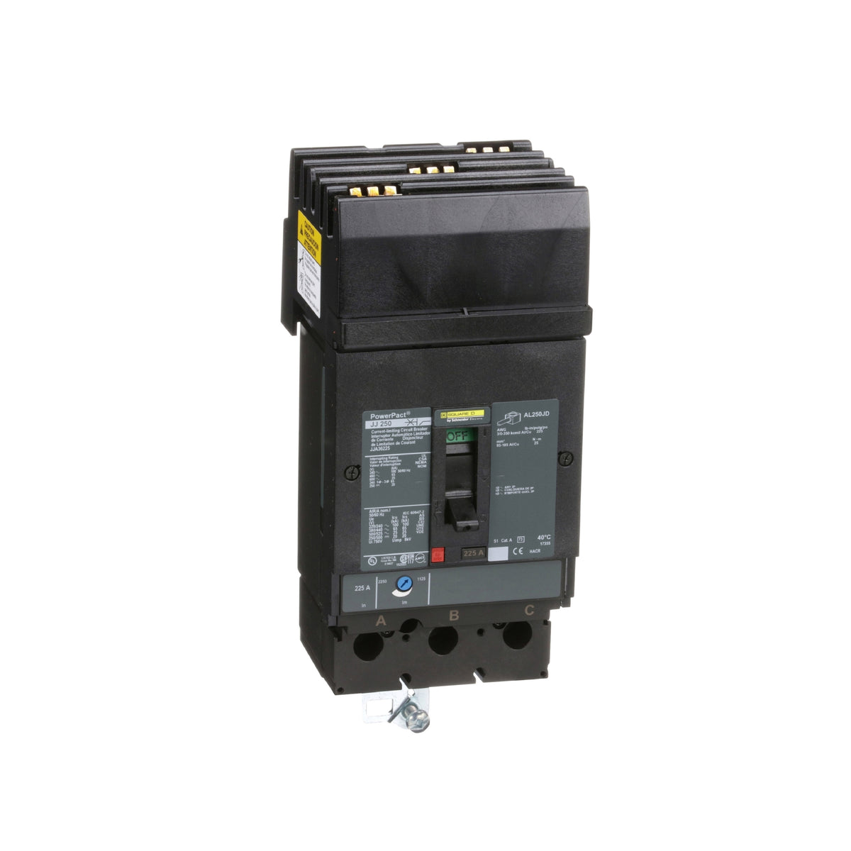 Interruptor Termomagnético Powerpact J, de 225A, 3 Polos, 65 kA a 600V, Zapatas Schneider Electric JJA36225