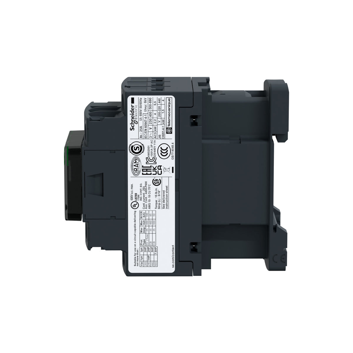 Tesys D-Contactor-3 P AC-3-<=440 V 9 A-Bobina 24 V Cd- Antiparasitado Schneider Electric LC1D09BD