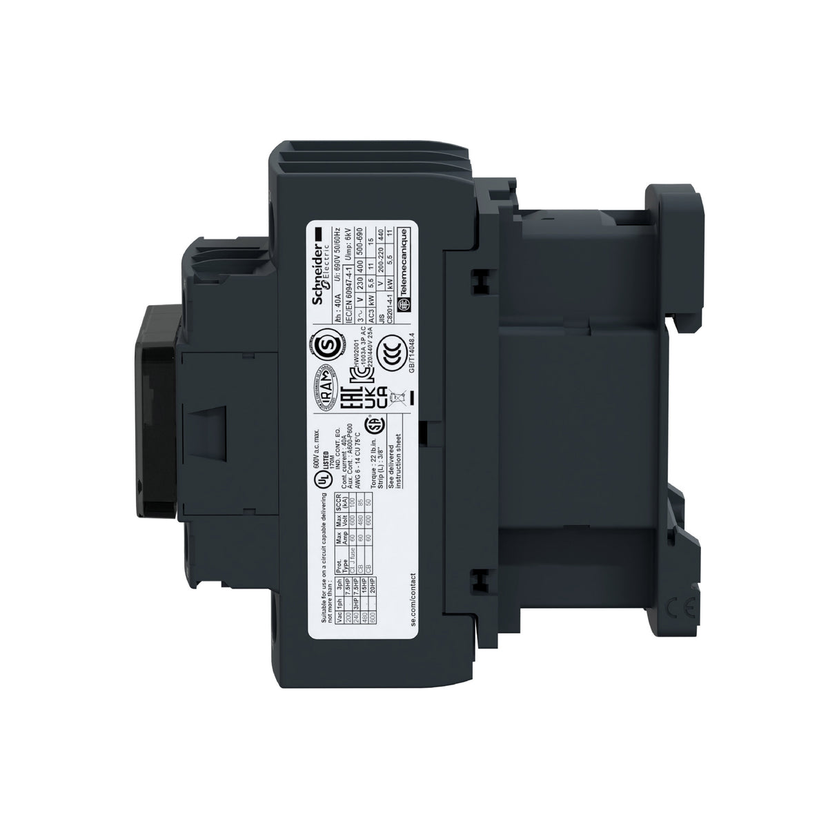 Tesys D-Contactor-3 P AC-3-<=440 V 25 A-Bobina 440 V CA Schneider Electric LC1D25R7