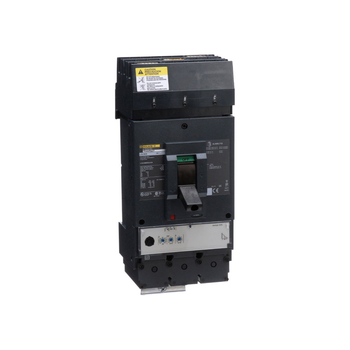 Interruptor Electrónico Powerpact L, de 600A, 3 Polos, 18 kA a 600V, I-Line, 3.3s Lsi Schneider Electric LGA36600U33X