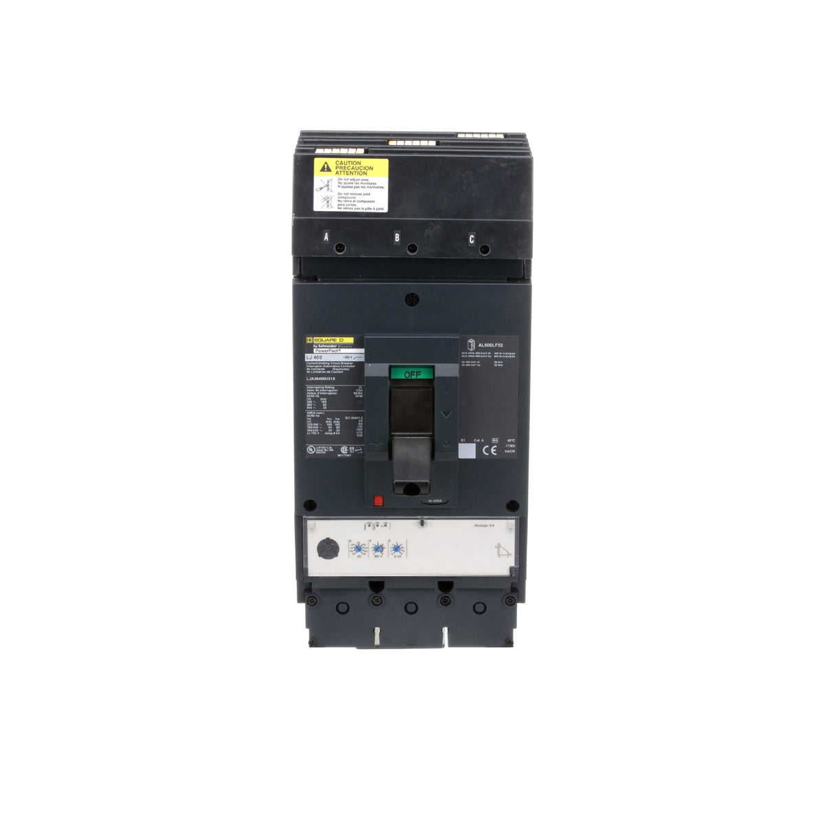 Interruptor Electrónico Powerpact L, de 400A, 3 Polos, 25 kA a 600V, I-Line, 3.3 Li Schneider Electric LJA36400U31X