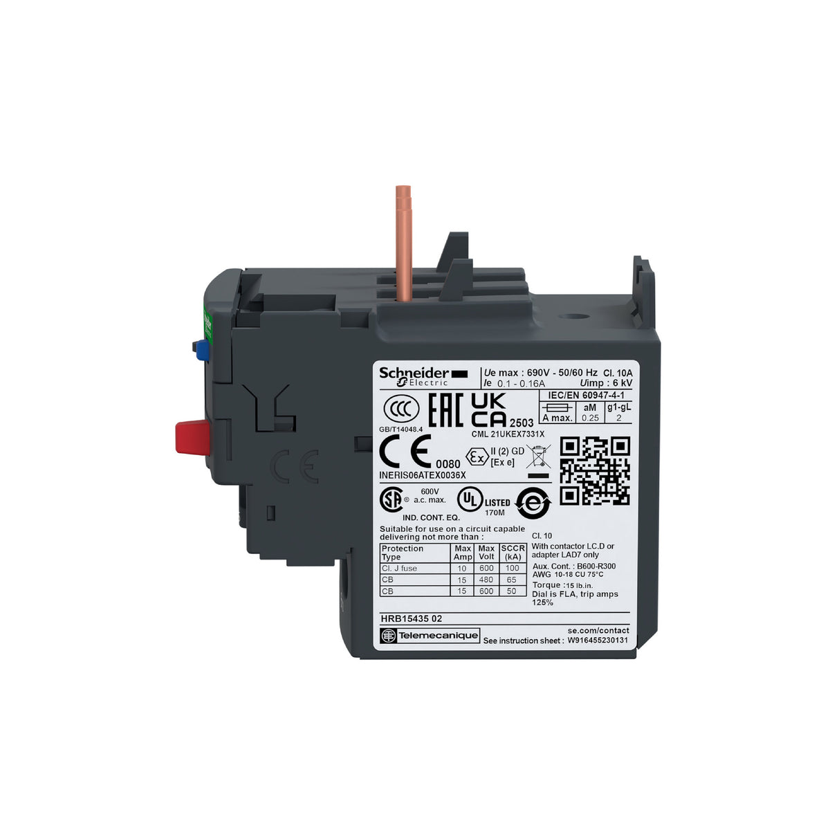 Tesys D-Relevador S de Protección Térmica-0,25...0,4 A-Clase 10A Schneider Electric LRD03