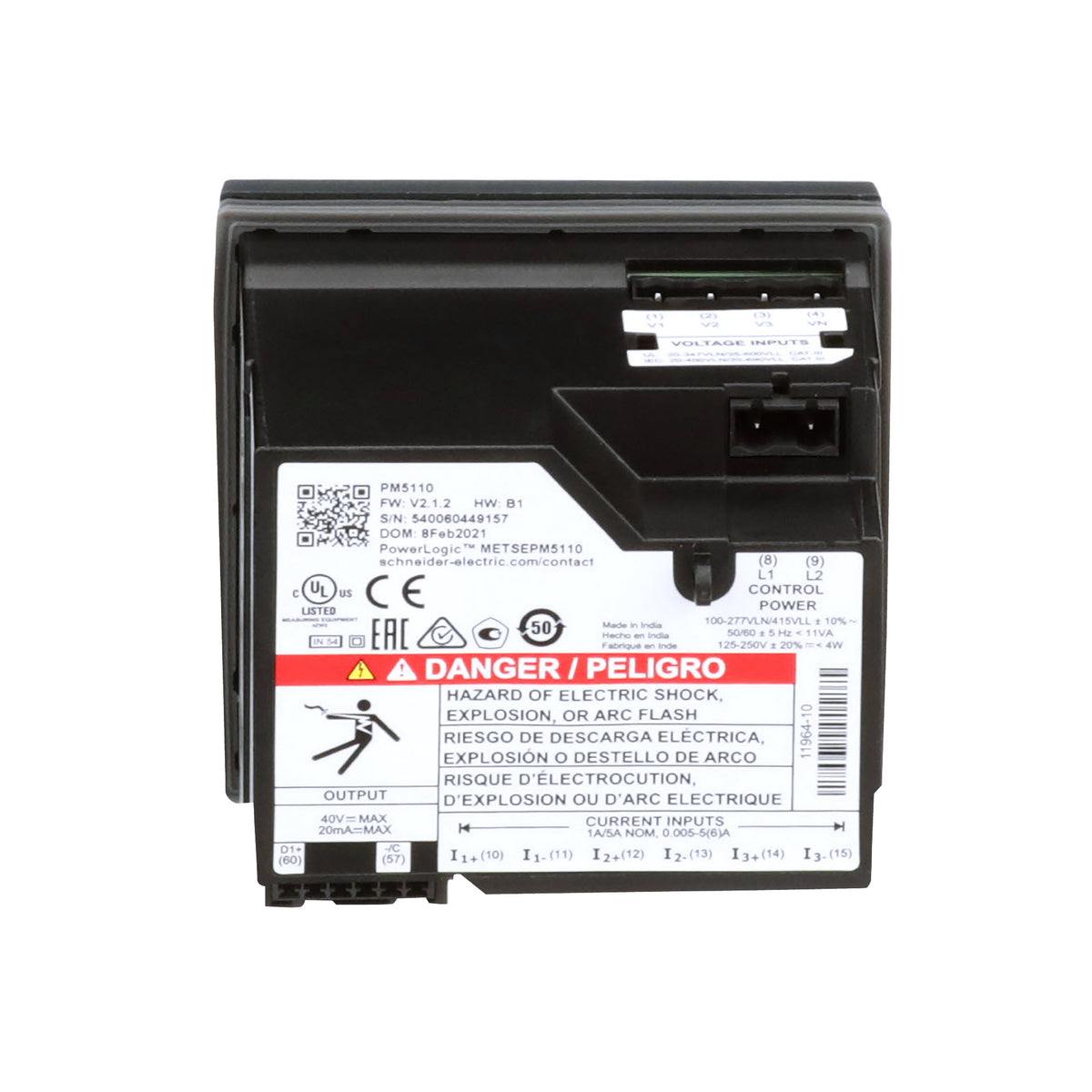Medidor de Energía Powerlogic para Empotrar, Armónico 15 y 33 Alarmas Schneider Electric METSEPM5110