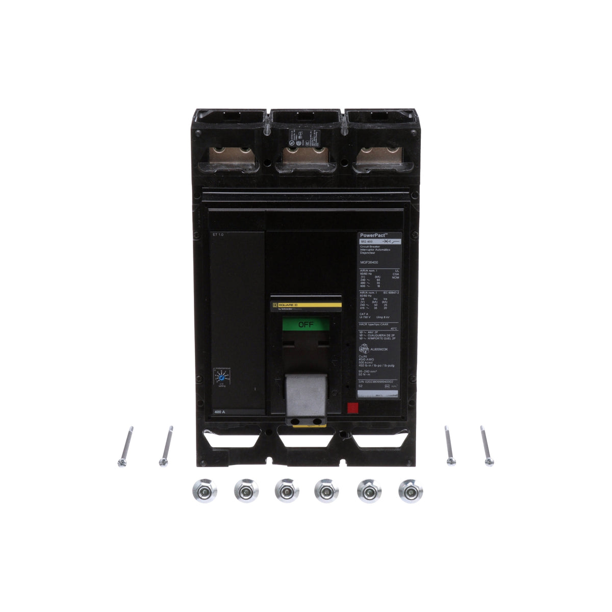 Interruptor Electrónico Powerpact M, de 400A, 3 Polos, 18 kA a 600V, Zapatas, Et1.0 Schneider Electric MGL36400