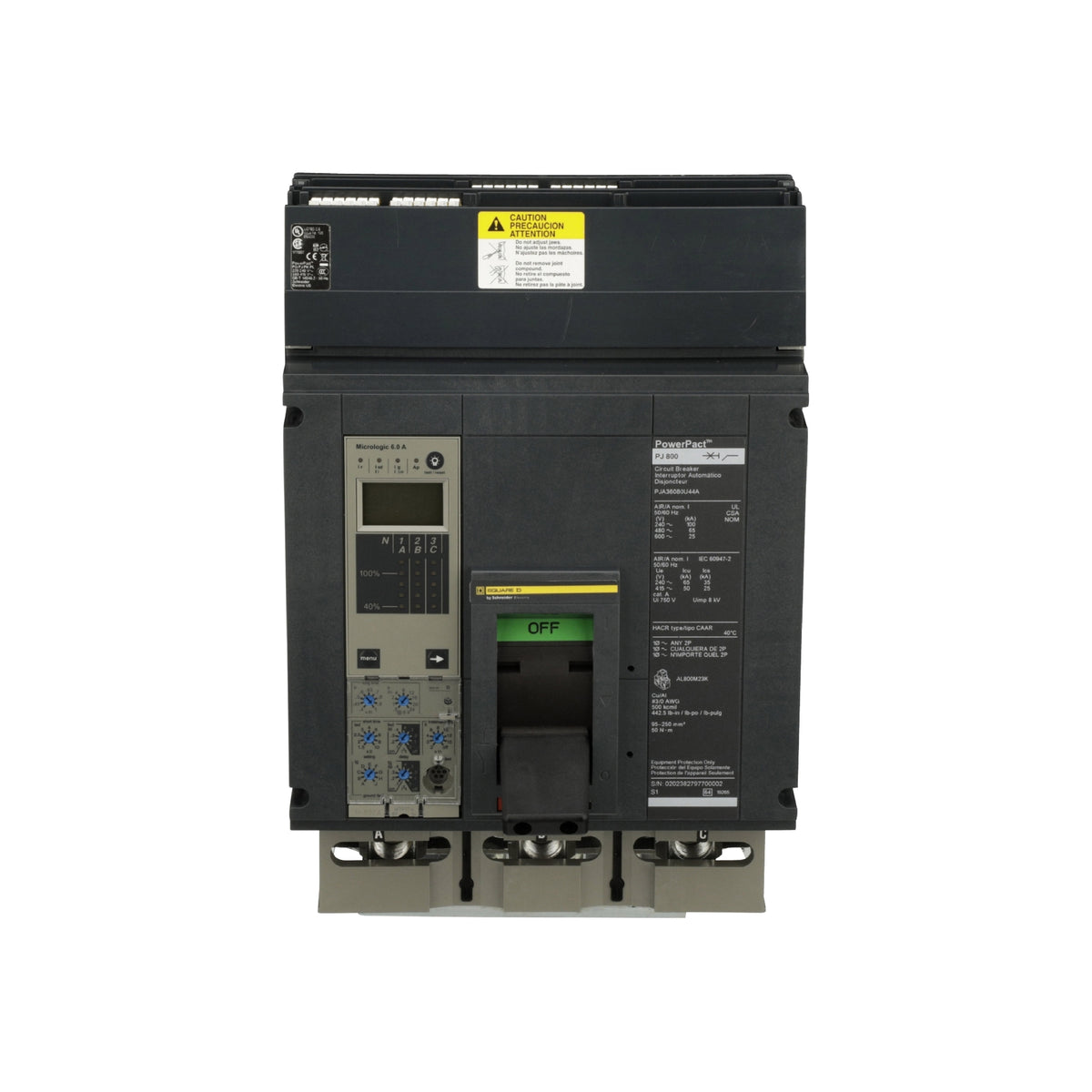 P 65 kA 3 P 600V 800A Schneider Electric PJA36080U44A