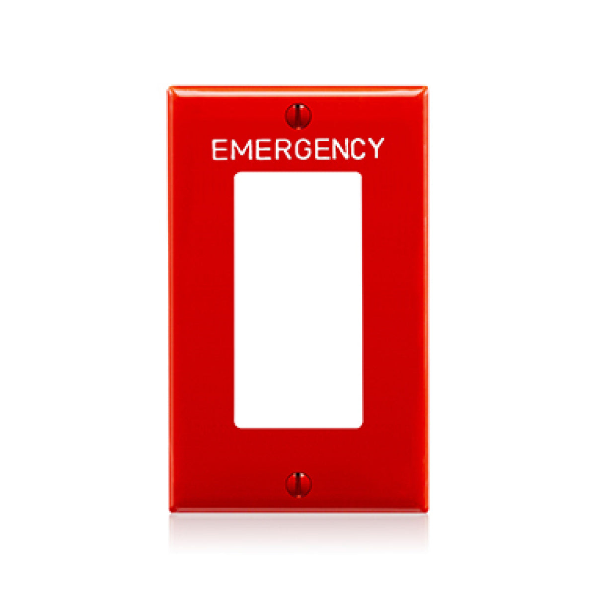 Placa de 1 Unidad "Emergency" Nylon Rojo Leviton